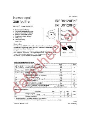 IRFR9120PBF datasheet  